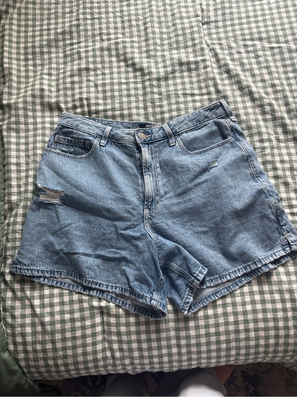 Hollister Women's Light Wash Distressed Denim Shorts